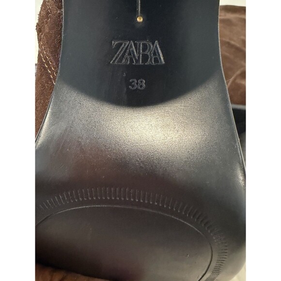 ZARA Women Split Suede Block Heeled Ankle Boots Brown US 7.5 EUR 38 1107/410 - Picture 15 of 15